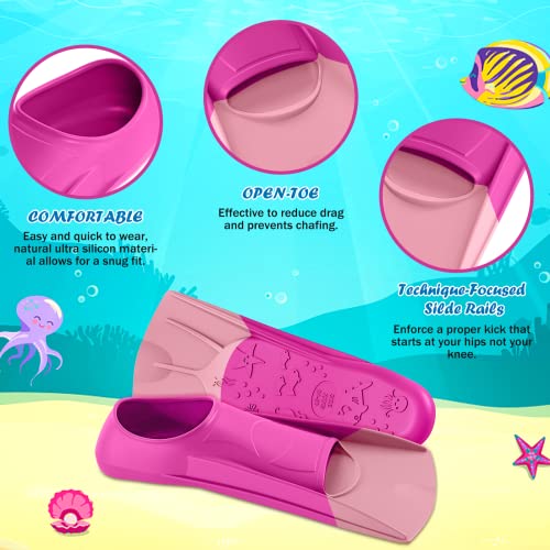 Gintenco Swim Fins Kids Swim Training Fins for Lap Swimming Travel Size Flippers with Mesh Bag Silicone Swimming Fins for Kids Teens Adults Women Men - Image 3