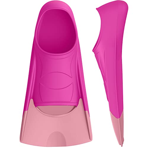 Gintenco Swim Fins Kids Swim Training Fins for Lap Swimming Travel Size Flippers with Mesh Bag Silicone Swimming Fins for Kids Teens Adults Women Men - Image 1