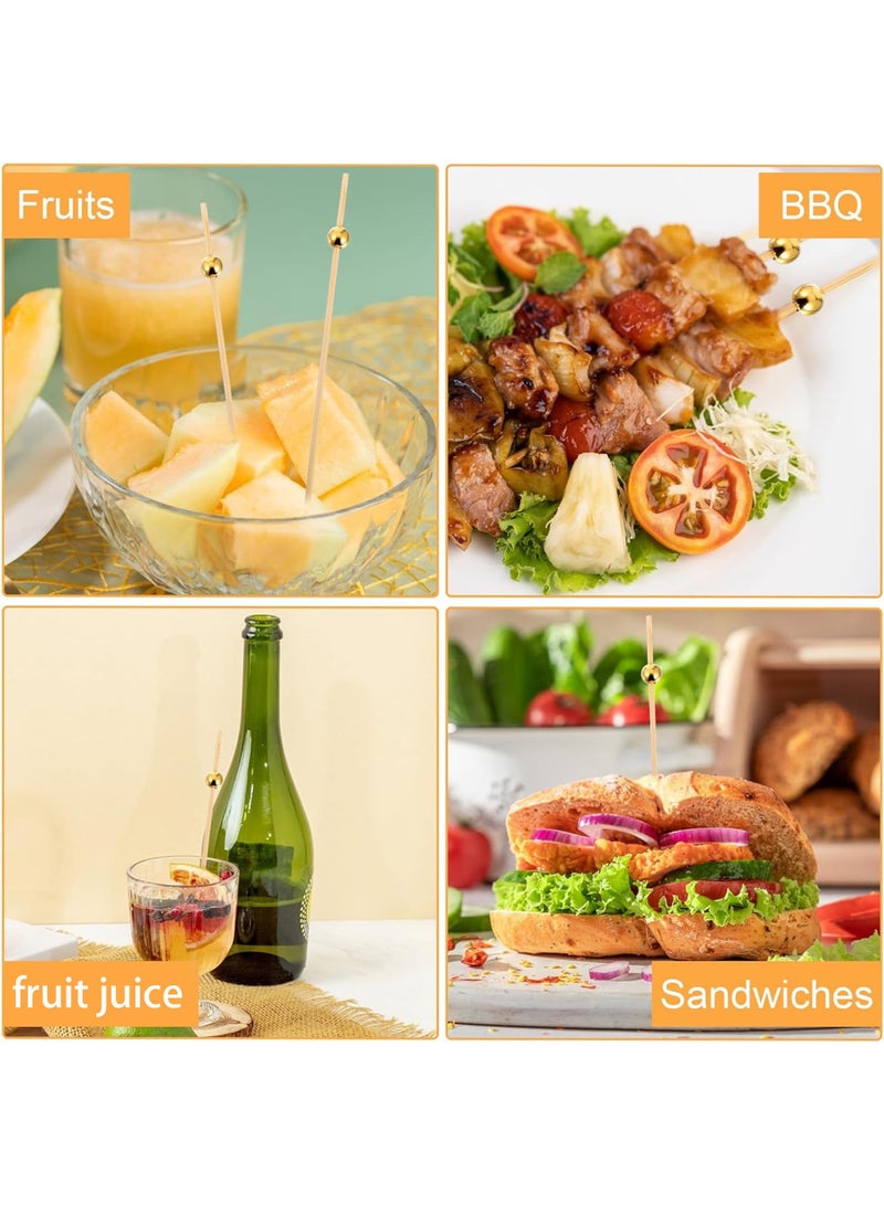 100 عصا خيزران ذهبية، عيدان تقديم صديقة للبيئة للاستعمال مرة واحدة، مثالية للفواكه، المقبلات، تزيين العصائر، حفلات الزفاف، الحفلات، والمناسبات - Image 3