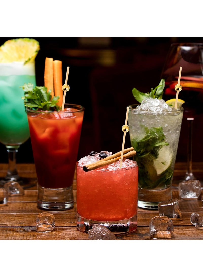 100 عصا خيزران ذهبية، عيدان تقديم صديقة للبيئة للاستعمال مرة واحدة، مثالية للفواكه، المقبلات، تزيين العصائر، حفلات الزفاف، الحفلات، والمناسبات - Image 4