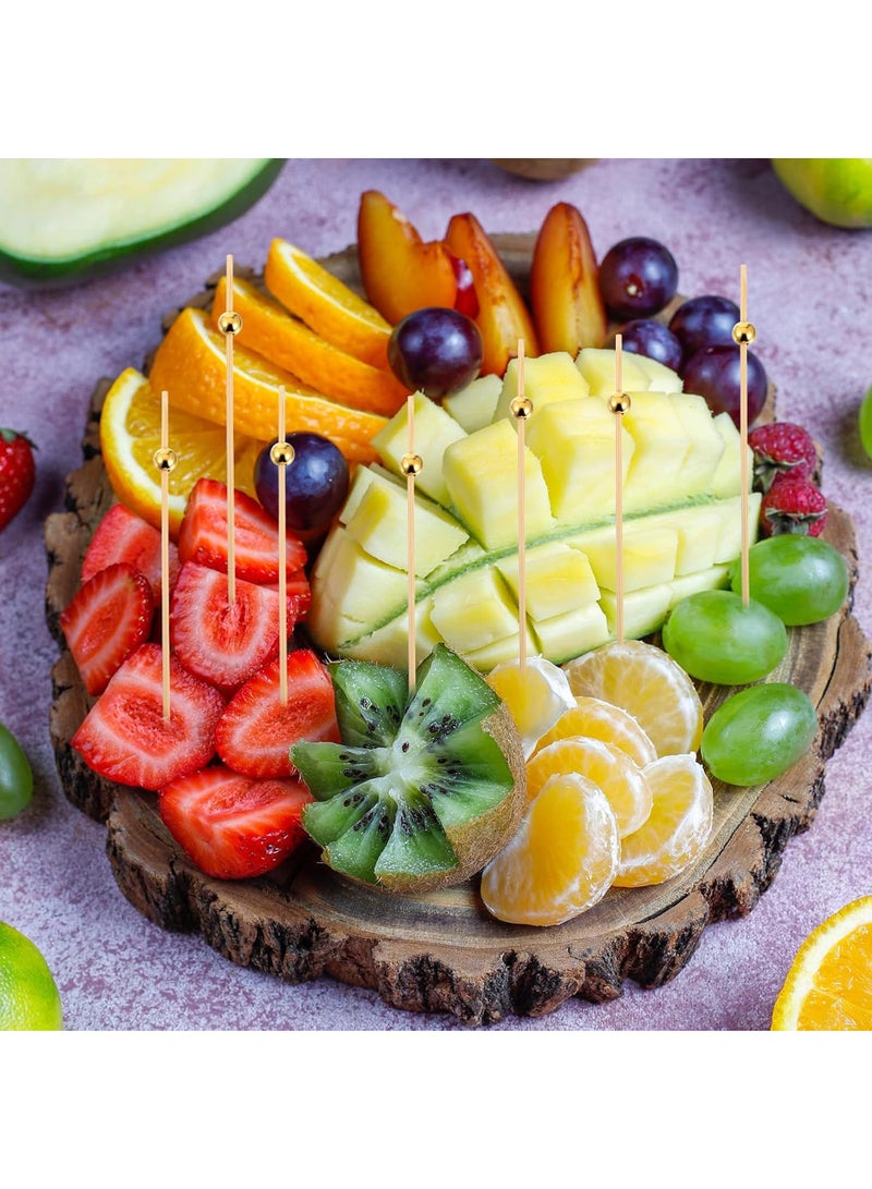 100 عصا خيزران ذهبية، عيدان تقديم صديقة للبيئة للاستعمال مرة واحدة، مثالية للفواكه، المقبلات، تزيين العصائر، حفلات الزفاف، الحفلات، والمناسبات - Image 5