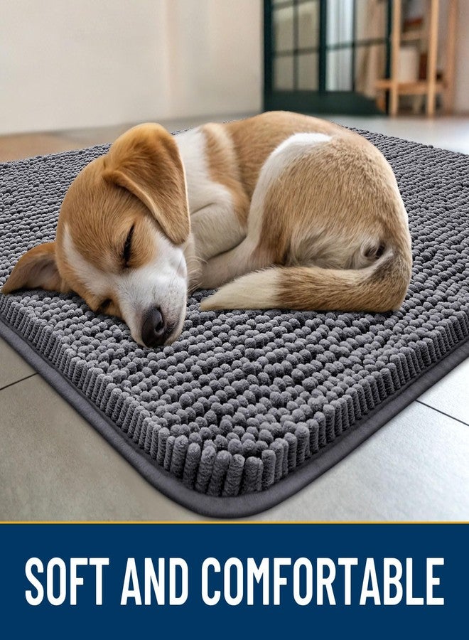 Smiry Dog Door Mat for Muddy Paws 48x30, Absorbs Moisture and Dirt Doormat, Non-Slip Washable Quick Dry Chenille Front Door Mat Indoor Entrance, Entryway Carpet for Inside Floor, Dark Grey - Image 2