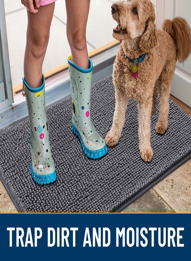 Smiry Dog Door Mat for Muddy Paws 48x30, Absorbs Moisture and Dirt Doormat, Non-Slip Washable Quick Dry Chenille Front Door Mat Indoor Entrance, Entryway Carpet for Inside Floor, Dark Grey - Image 3