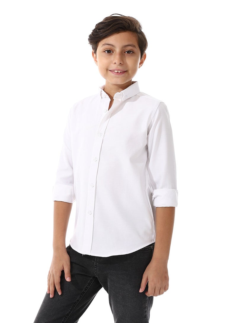 Andora Turn Down Collar Boys Oxford Shirt_ White  - Image 2