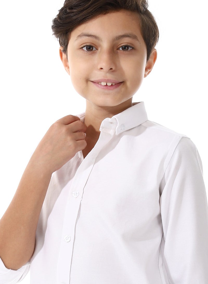 Andora Turn Down Collar Boys Oxford Shirt_ White  - Image 4