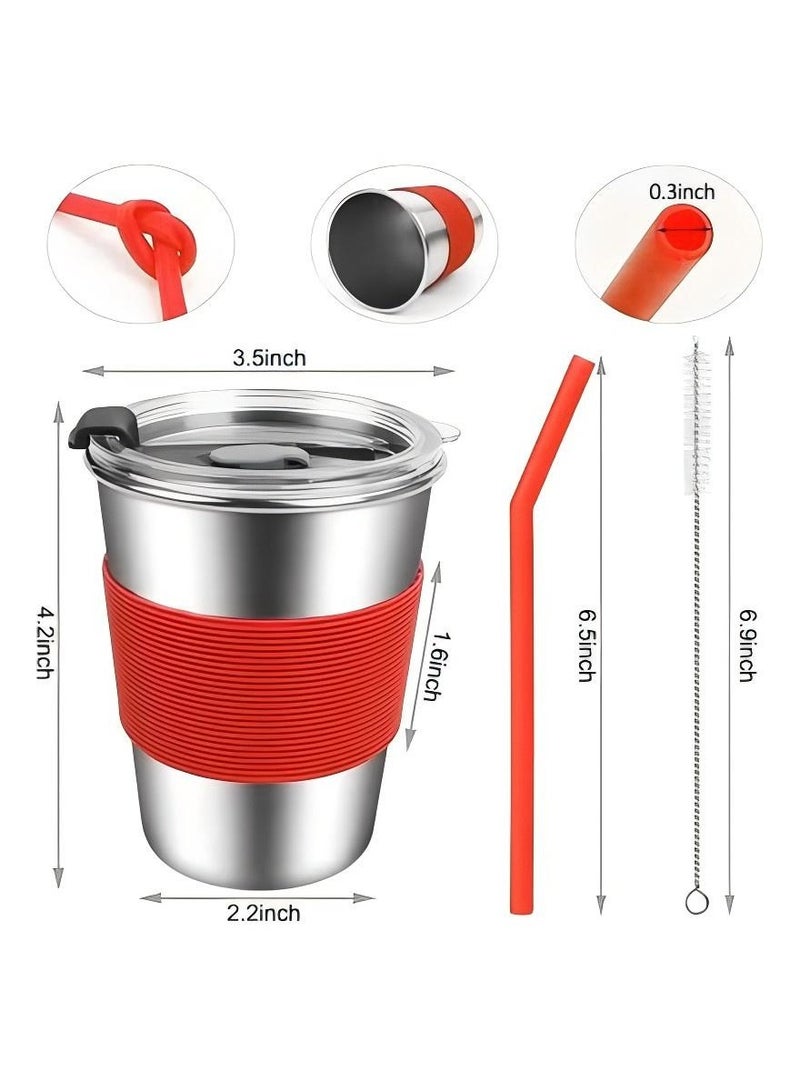 SISGL أكواب أطفال مع مصاصات مقاومة للتسرب، أكواب شرب من الفولاذ المقاوم للصدأ مع أغطية، أكواب سعة 12 أونصة للأطفال، مجموعة من 6 أكواب ماء غير قابلة للكسر للأطفال والبالغين، للاستخدام في الهواء الطلق والداخل - Image 2