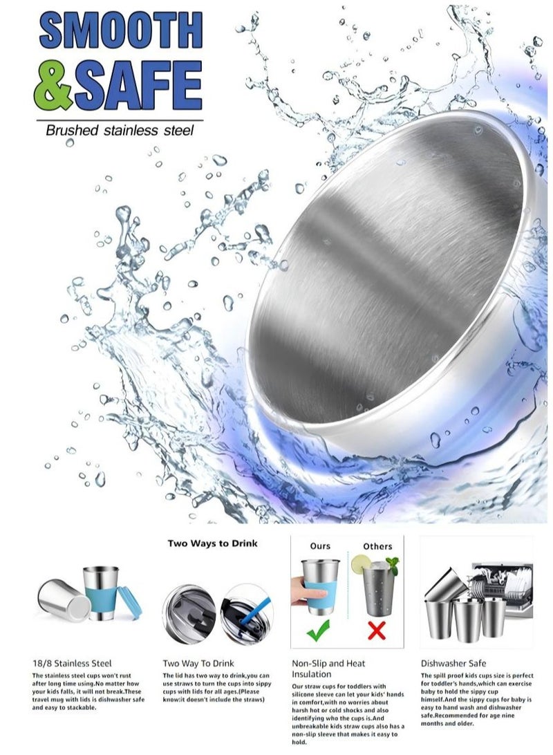 SISGL أكواب أطفال مع مصاصات مقاومة للتسرب، أكواب شرب من الفولاذ المقاوم للصدأ مع أغطية، أكواب سعة 12 أونصة للأطفال، مجموعة من 6 أكواب ماء غير قابلة للكسر للأطفال والبالغين، للاستخدام في الهواء الطلق والداخل - Image 3