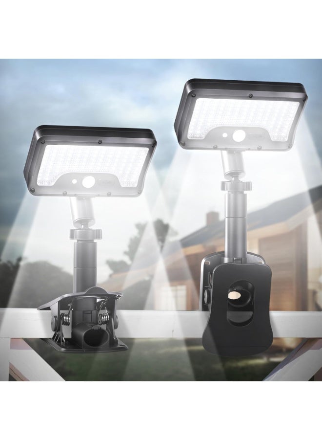Clip On Solar Motion Sensor Outdoor Light, 92 LED 600LM USB & Solar Powered, 360° Rotatable Adjustable Fence Gutter Light, 3 Lighting Modes, IP65 Waterproof for Garden Courtyard Deck Pathway - Image 1
