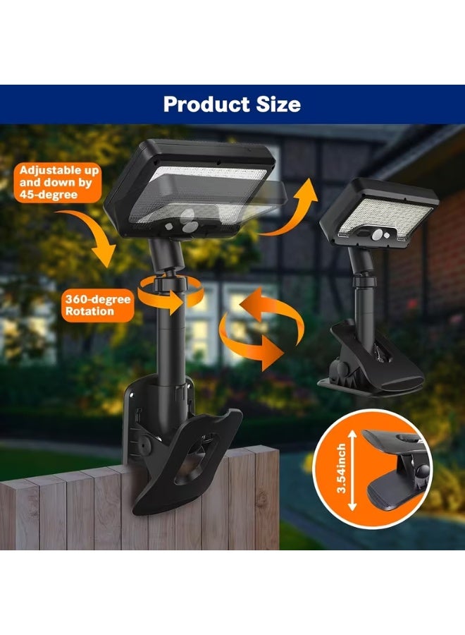 Clip On Solar Motion Sensor Outdoor Light, 92 LED 600LM USB & Solar Powered, 360° Rotatable Adjustable Fence Gutter Light, 3 Lighting Modes, IP65 Waterproof for Garden Courtyard Deck Pathway - Image 2