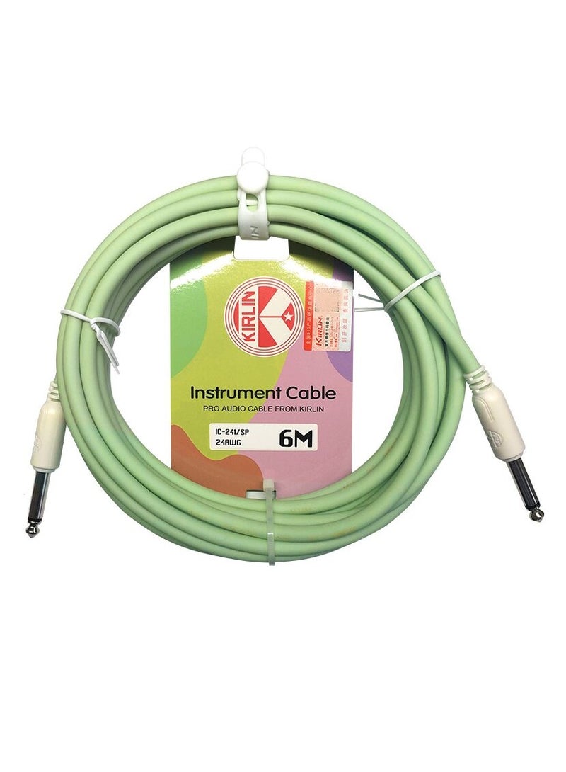 Generic 6M Guitar Cable – Dual Straight Plugs, Model IC-241, Macaron Colors, for Guitar & Bass  - Image 1