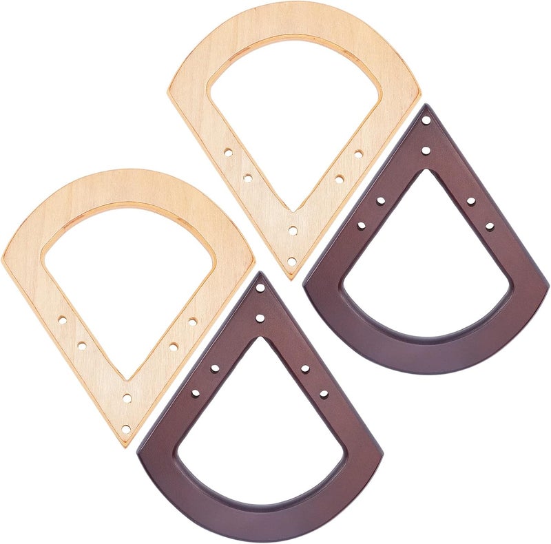 klarako 4pcs Wooden Purse Bag Handles, 2 Colors Wooden Handbag Handles Replacement Wood Handmade Bag Handles 7.4 Inch DIY Handcraft Bag Making Accessories for Summer Beach Straw Rattan Tote Clutch Bags - Image 1