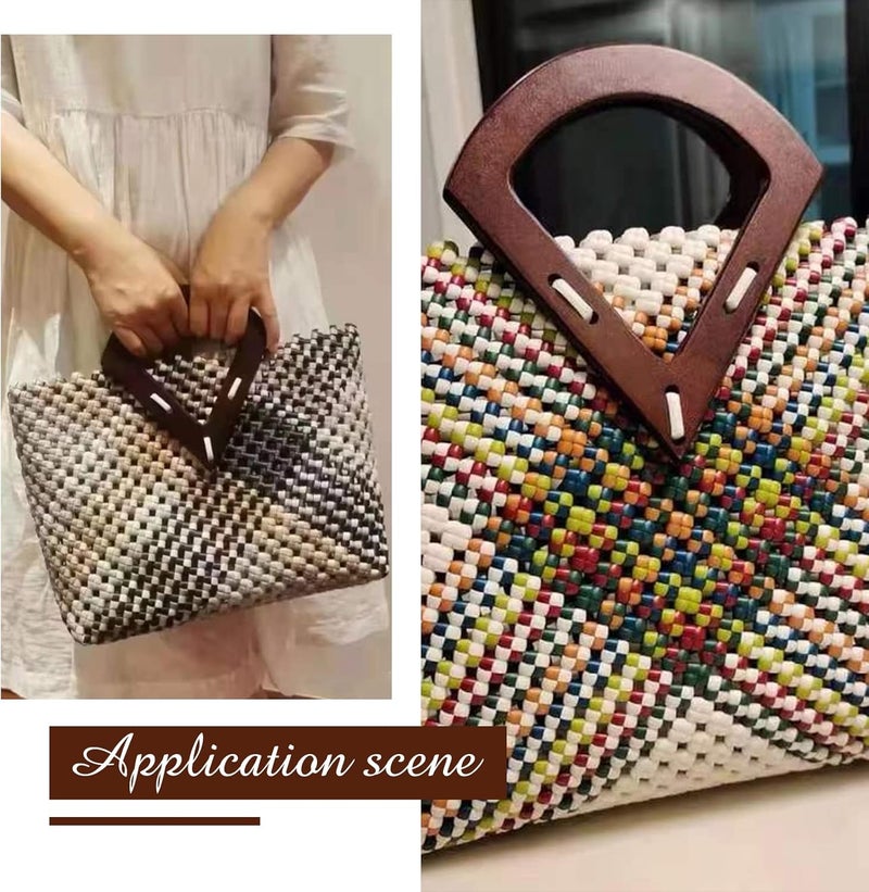 klarako 4pcs Wooden Purse Bag Handles, 2 Colors Wooden Handbag Handles Replacement Wood Handmade Bag Handles 7.4 Inch DIY Handcraft Bag Making Accessories for Summer Beach Straw Rattan Tote Clutch Bags - Image 4