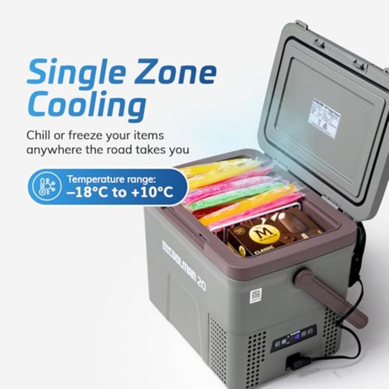 Portable fridge freezer for camping and road trips, aluminum alloy body, black finish, ultra-compact 19.3L capacity with -18C freezing and Bluetooth app control - Image 5