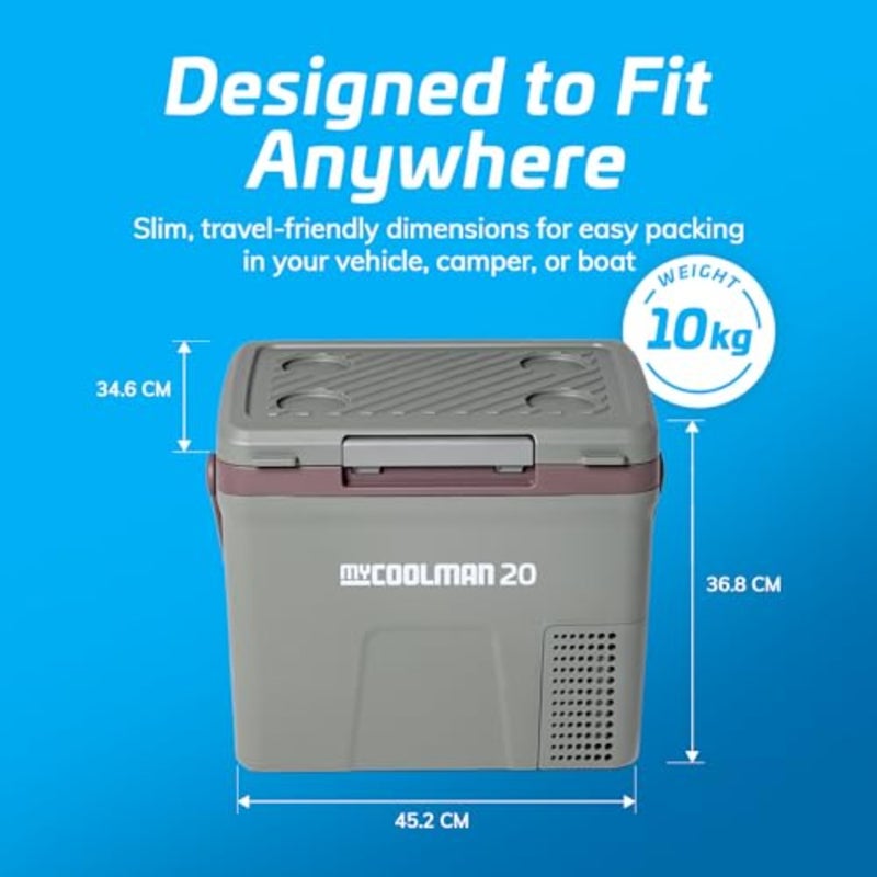 Portable fridge freezer for camping and road trips, aluminum alloy body, black finish, ultra-compact 19.3L capacity with -18C freezing and Bluetooth app control - Image 2