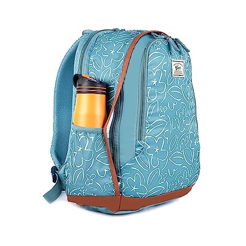 Gear Triumph Floral 32 L Water Resistant 4 Compartment Backpack with Rain Cover/School Bag/College Bag/Daypack/Casual Backack for Girls/Women (Blue-Tan) - Image 5