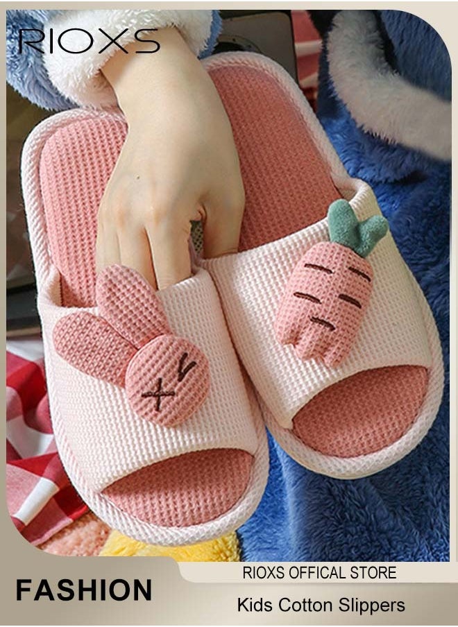RIOXS Boys Girls Cotton Slippers,Kids Unisex Cartoon Slippers,Comfy Soft Sole Slippers,Non-slip Open Toe Slippers,Washable Home Slippers,Casual  Flat Silent Slippers Shoes  - Image 2