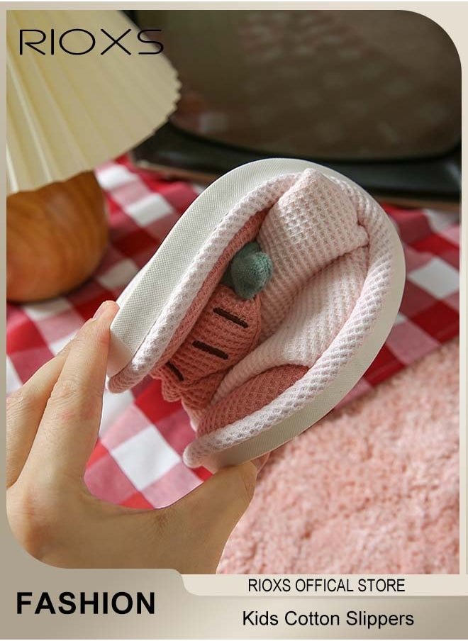 RIOXS Boys Girls Cotton Slippers,Kids Unisex Cartoon Slippers,Comfy Soft Sole Slippers,Non-slip Open Toe Slippers,Washable Home Slippers,Casual  Flat Silent Slippers Shoes  - Image 3