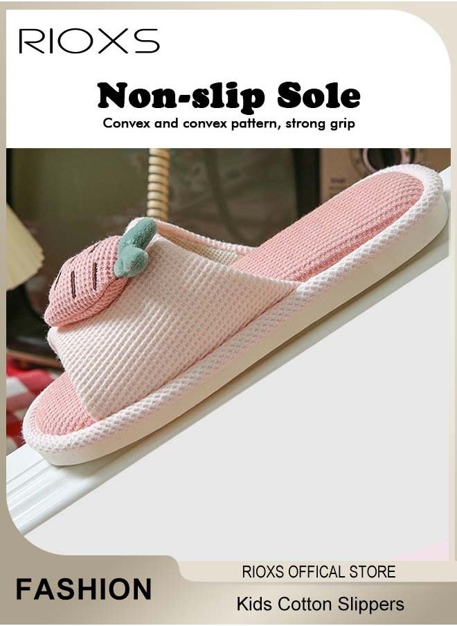 RIOXS Boys Girls Cotton Slippers,Kids Unisex Cartoon Slippers,Comfy Soft Sole Slippers,Non-slip Open Toe Slippers,Washable Home Slippers,Casual  Flat Silent Slippers Shoes  - Image 4
