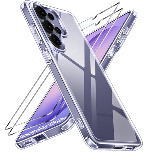 ivoler 3-in-1 Case for Samsung Galaxy S26 Ultra 6.9” with 2 Pack Tempered Glass Screen Protector[Full Coverage], [Military Grade Protection] Slim Phone Bumper Cover Clear [Non-Yellowing] - Image 1
