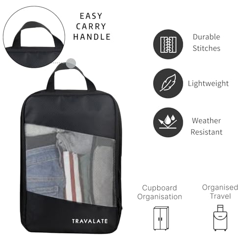 TRAVALATE Multiple Size Packing Cubes for Carry on Suitcase Organizer Bags | Set of 4 Space Saver Luggage Organizer Cubes for Travel | Black - Image 5