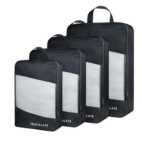 TRAVALATE Multiple Size Packing Cubes for Carry on Suitcase Organizer Bags | Set of 4 Space Saver Luggage Organizer Cubes for Travel | Black - Image 1
