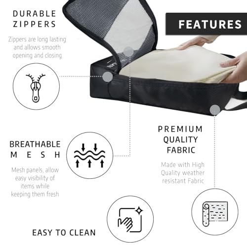 TRAVALATE Multiple Size Packing Cubes for Carry on Suitcase Organizer Bags | Set of 4 Space Saver Luggage Organizer Cubes for Travel | Black - Image 4