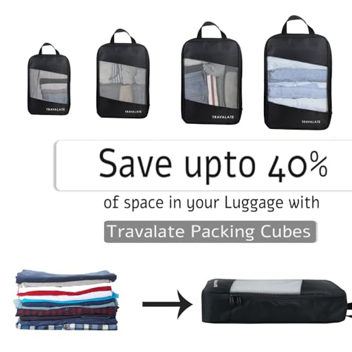 TRAVALATE Multiple Size Packing Cubes for Carry on Suitcase Organizer Bags | Set of 4 Space Saver Luggage Organizer Cubes for Travel | Black - Image 3