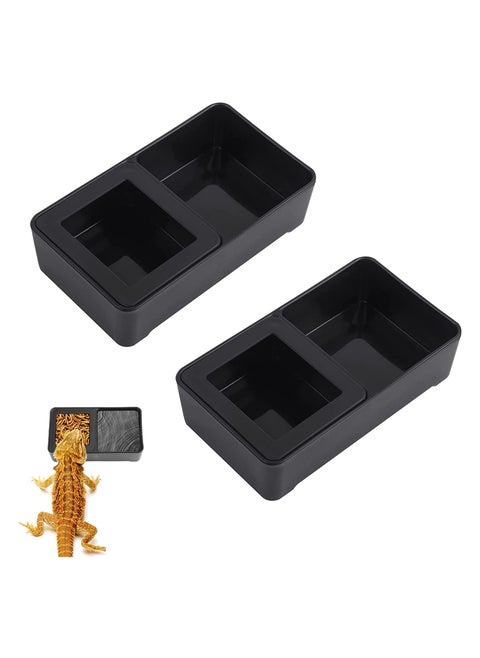 2PCS Reptile Food Dish, 4.1'' x 2.3'' Worm Water Dish Detachable Feeder Amphibian Feeding Bowl Double Reptile Food Bowl Pet Supplies for Lizards Bearder Dragon Frog Gecko Snake Turtle Hamster