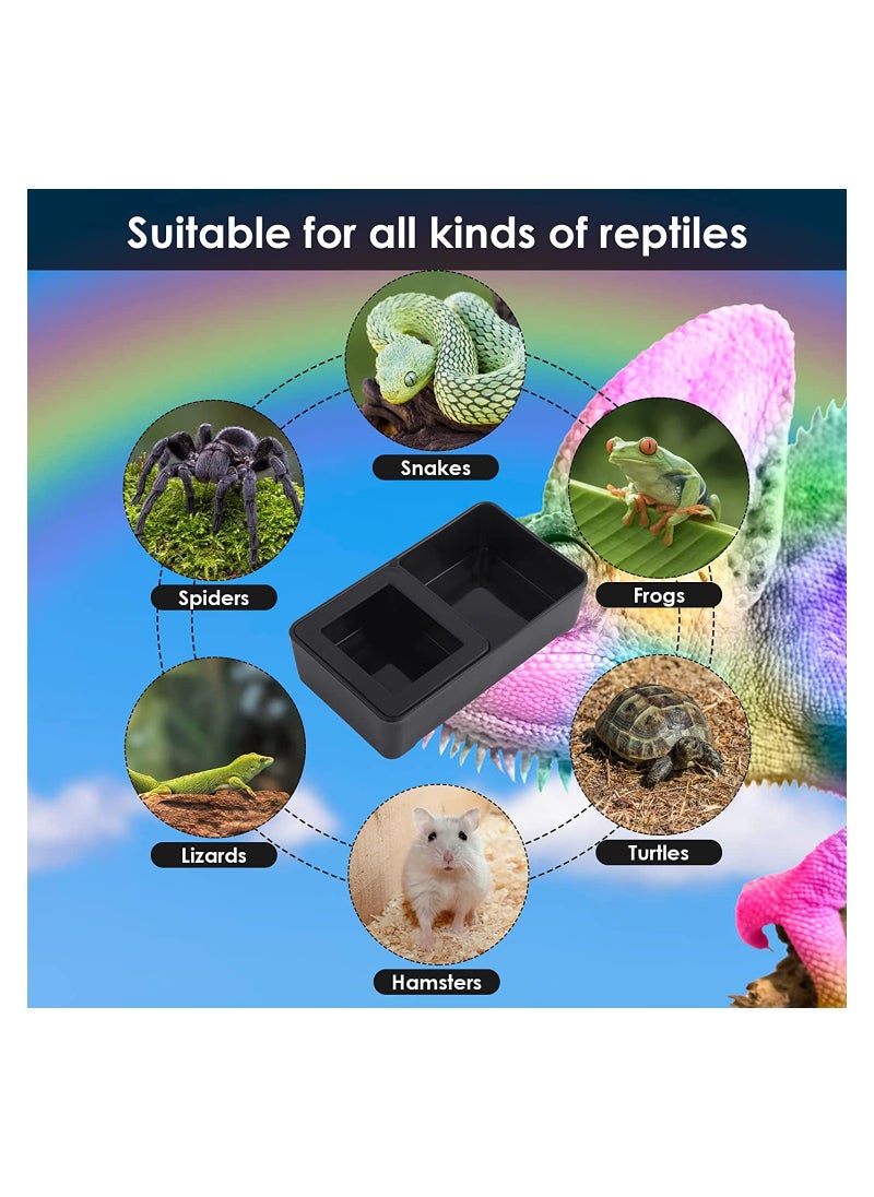 2PCS Reptile Food Dish, 4.1'' x 2.3'' Worm Water Dish Detachable Feeder Amphibian Feeding Bowl Double Reptile Food Bowl Pet Supplies for Lizards Bearder Dragon Frog Gecko Snake Turtle Hamster