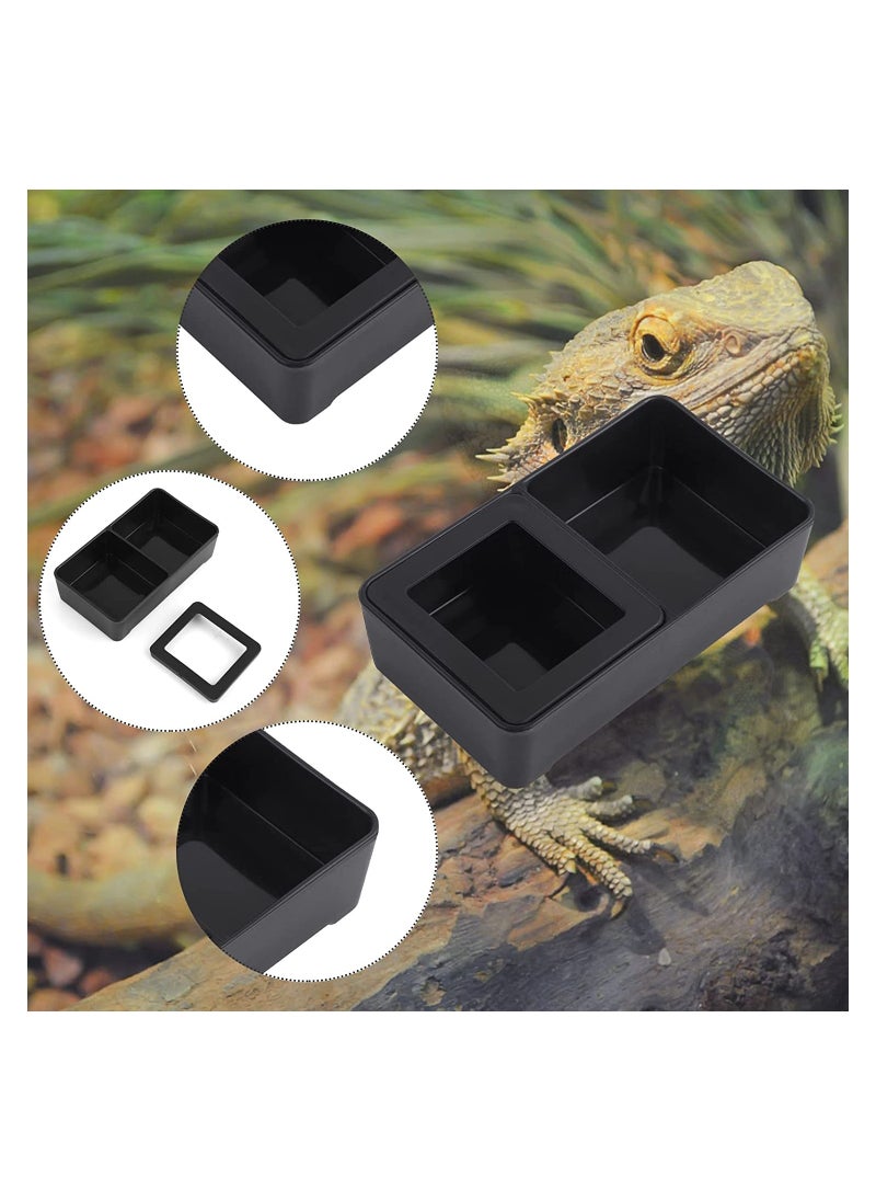 2PCS Reptile Food Dish, 4.1'' x 2.3'' Worm Water Dish Detachable Feeder Amphibian Feeding Bowl Double Reptile Food Bowl Pet Supplies for Lizards Bearder Dragon Frog Gecko Snake Turtle Hamster