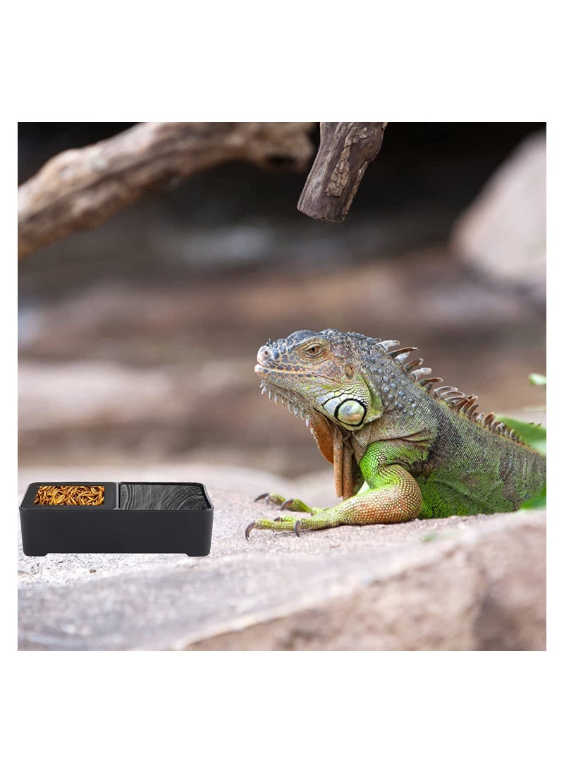 2PCS Reptile Food Dish, 4.1'' x 2.3'' Worm Water Dish Detachable Feeder Amphibian Feeding Bowl Double Reptile Food Bowl Pet Supplies for Lizards Bearder Dragon Frog Gecko Snake Turtle Hamster