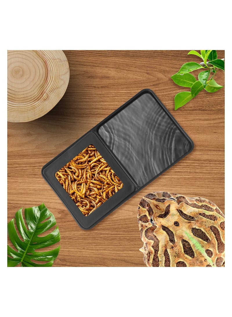 2PCS Reptile Food Dish, 4.1'' x 2.3'' Worm Water Dish Detachable Feeder Amphibian Feeding Bowl Double Reptile Food Bowl Pet Supplies for Lizards Bearder Dragon Frog Gecko Snake Turtle Hamster