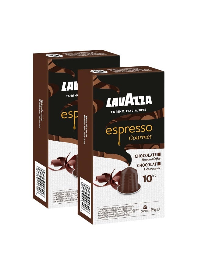 Lavazza NESPRESSO Espresso Gourmet Chocolate, 100% Arabica, Nespresso Original Compatible Aluminum capsules, Pack of 20 capsules - Image 1