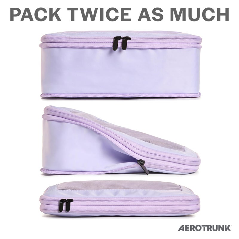 Aerotrunk Compression Packing Cubes for Travel - Luggage Organizer Bags - Double Zipper Packing Cubes for Suitcases (6-Pack, Purple) - Image 2