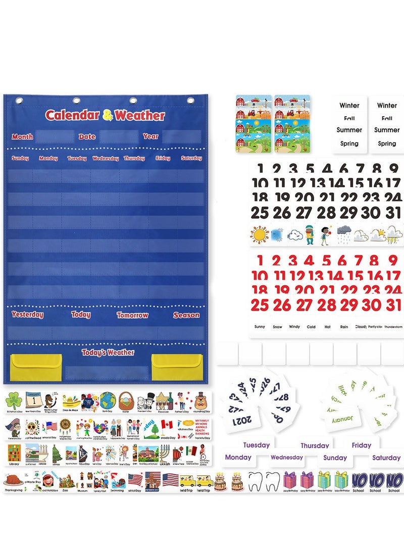 مخطط جيب لتقويم الفصل الدراسي التقويمات الشهرية ومخطط جيب حائطي للفصل الدراسي لتعليم الأطفال الصغار للمدرسة المنزلية ورياض الأطفال - Image 2