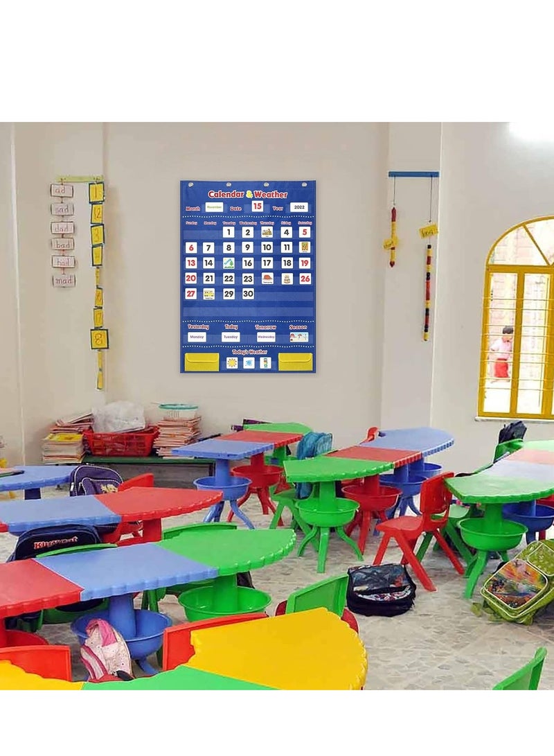 مخطط جيب لتقويم الفصل الدراسي التقويمات الشهرية ومخطط جيب حائطي للفصل الدراسي لتعليم الأطفال الصغار للمدرسة المنزلية ورياض الأطفال - Image 3