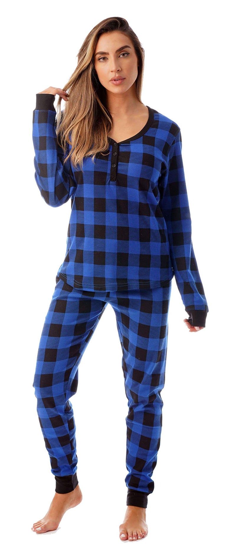 followme Buffalo Plaid 2 Piece Base Layer Thermal Underwear Set for Women 637210195NEWROYM