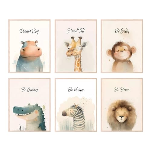 BigWig Prints Safari Nursery Decor Baby Animal Wall Art Jungle Nursery Posters Safari Room Decorations for Boys Inspirational Animal Art for Baby Rooms Unframed Set of 6 8x10 - Image 1