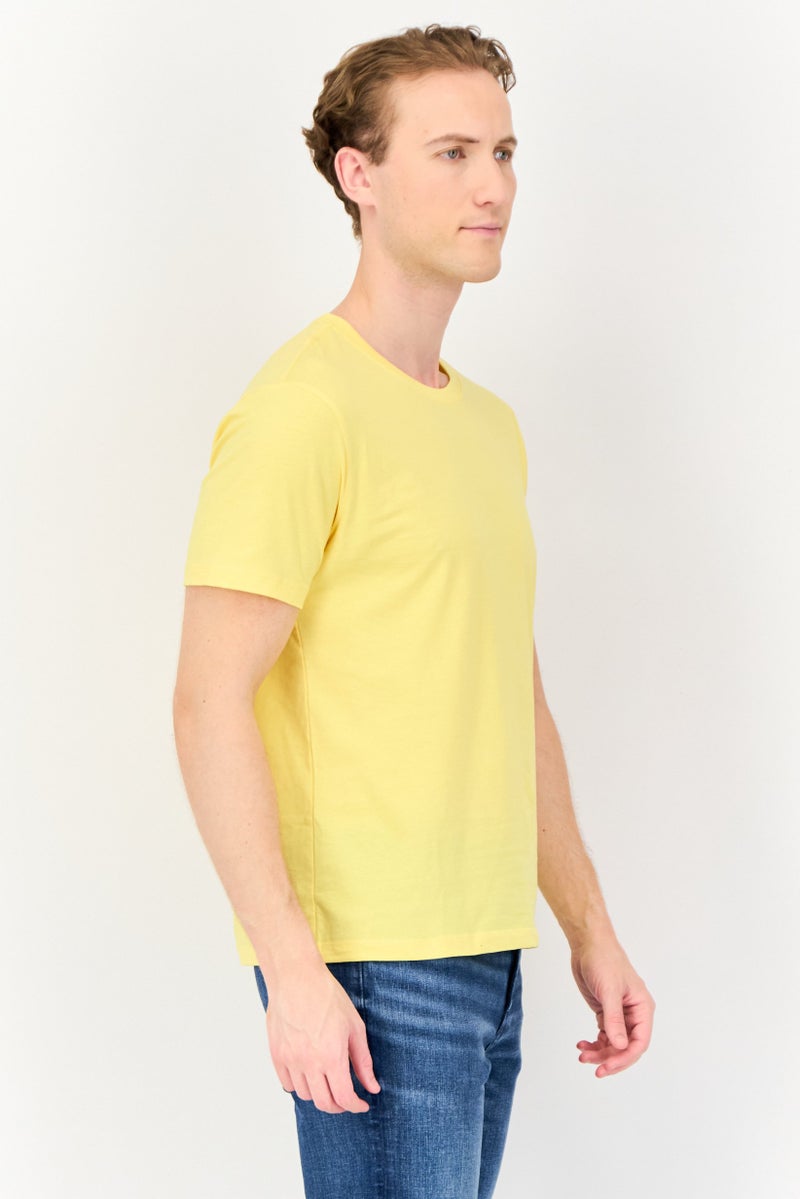 VINCE CAMUTO Men Crew Neck Short Sleeve Plain T-Shirt, Yellow - Image 2