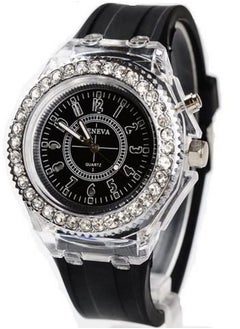 Geneva LED Jelly Silicone Luminous Diamond Fashion Trend Men or Women Watch  - Image 2