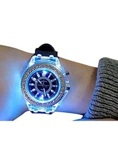 Geneva LED Jelly Silicone Luminous Diamond Fashion Trend Men or Women Watch  - Image 1
