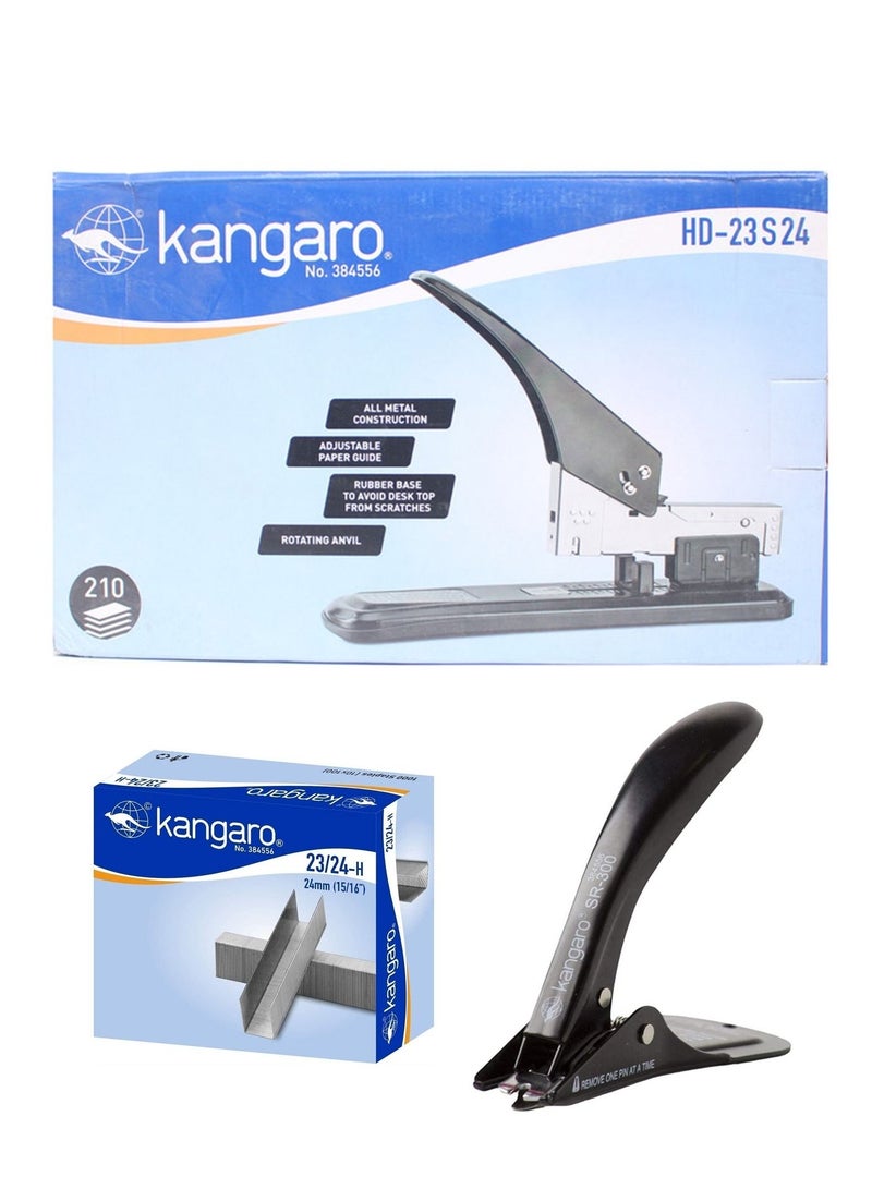 Kangaro دبابيس دباسة ثقيلة الوزن بسعة 210 ورقة ومزيل دبابيس - Image 1