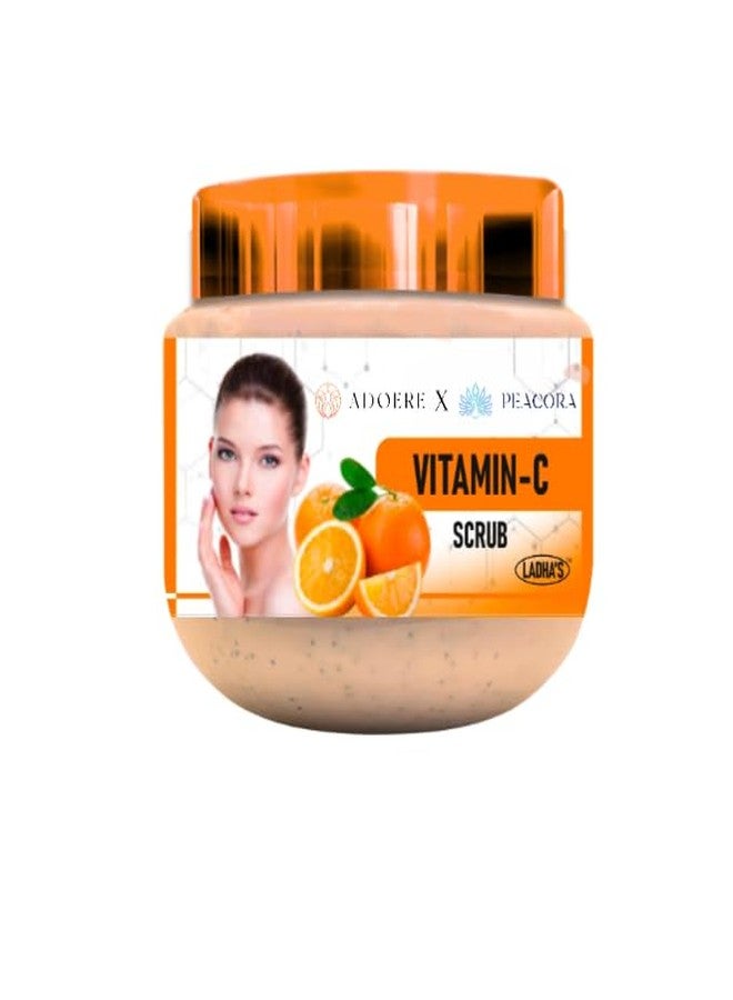 PEACORA Face & Body Scrub | Natural Exfoliating Scrub for Glowing Skin | Deep Cleansing & Exfoliating | Gentle Facial Scrub for All Skin Types (360ml, Vitamin C) - Image 1