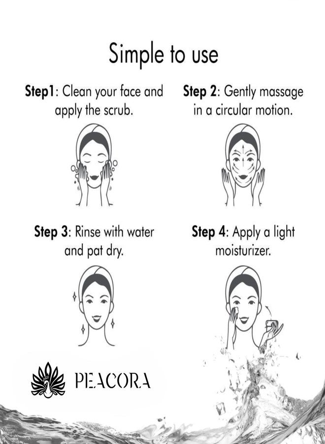 PEACORA Face & Body Scrub | Natural Exfoliating Scrub for Glowing Skin | Deep Cleansing & Exfoliating | Gentle Facial Scrub for All Skin Types (360ml, Vitamin C) - Image 2