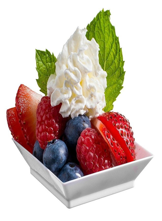 zappy Square 100 ct Mini 2.5" x 2.5" Mini Appetizer Dessert Plates - Disposable Hard Plastic Petite Tasting Sample Dessert Plates White - Image 1