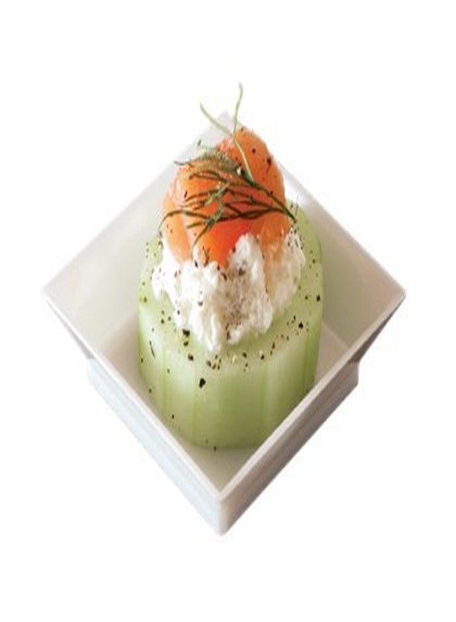 zappy Square 100 ct Mini 2.5" x 2.5" Mini Appetizer Dessert Plates - Disposable Hard Plastic Petite Tasting Sample Dessert Plates White - Image 3