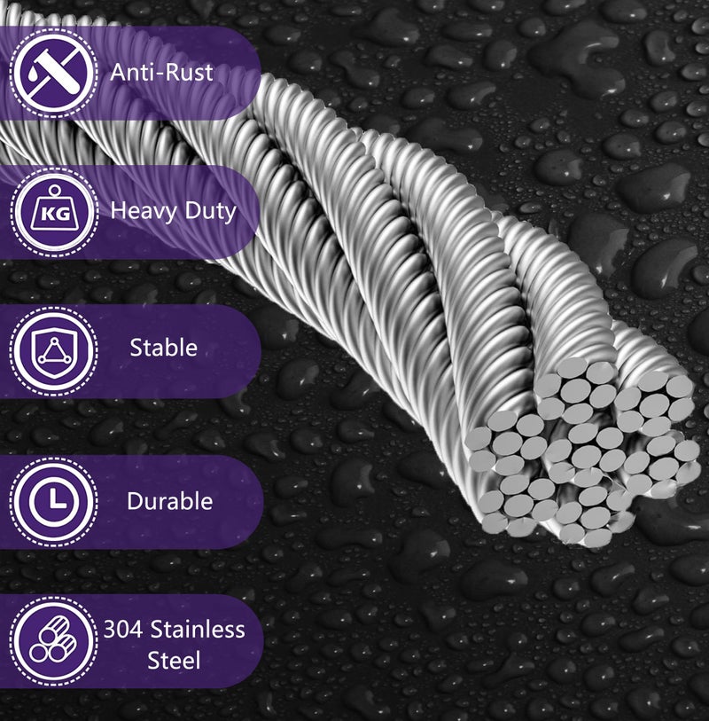 AFences 1/8" Stainless Steel Cable,100FT Wire Rope with Loop Sleeve and Wire Rope Thimble,7x7 Strand Core Metal Wire for Deck Railing System,String Light Hanging Kit,Garden Wire,1/8" Aircraft Cable - Image 2