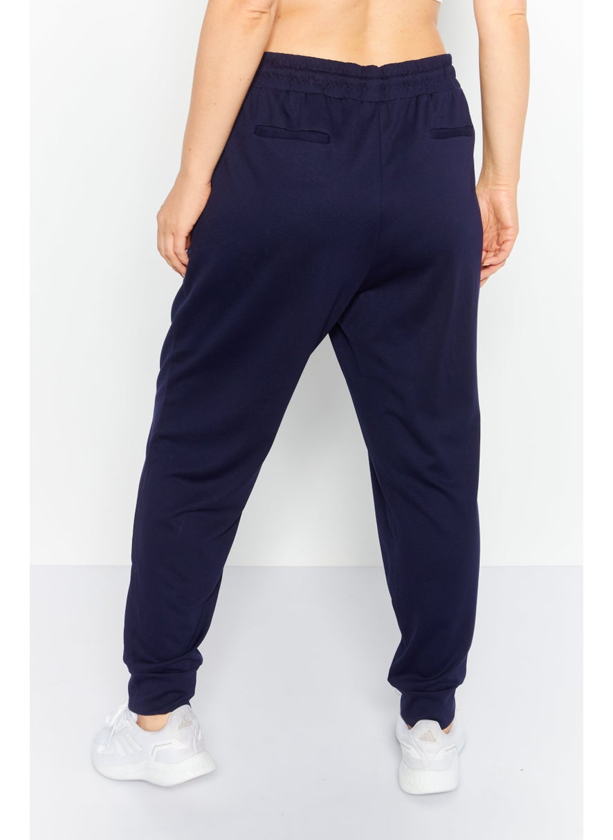 Jones New York - Women Solid Drawstring Sweatpants, Navy Blue - Image 1