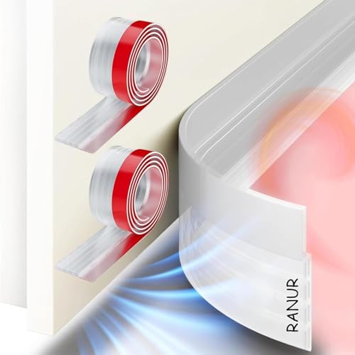 RANUR Silicone Self Adhesive Silicone Door Bottom Sealing Strip Guard for Home Door Protector for Home from Dust, Waterproof, Soundproof Door Seal, Door Air Blocker(1 Meter-Pack of 2, Transparent) - Image 1