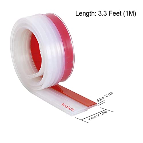 RANUR Silicone Self Adhesive Silicone Door Bottom Sealing Strip Guard for Home Door Protector for Home from Dust, Waterproof, Soundproof Door Seal, Door Air Blocker(1 Meter-Pack of 2, Transparent) - Image 2